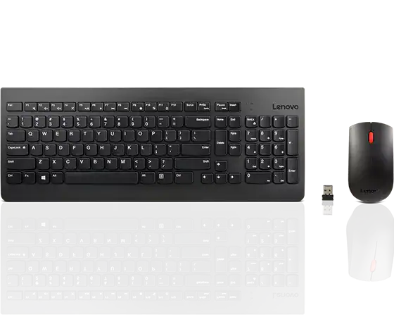 Lenovo - Clavier et Souris Sans Fil - Combo Compact Résistant aux Éclaboussures avec Souris Optique 1200 DPI