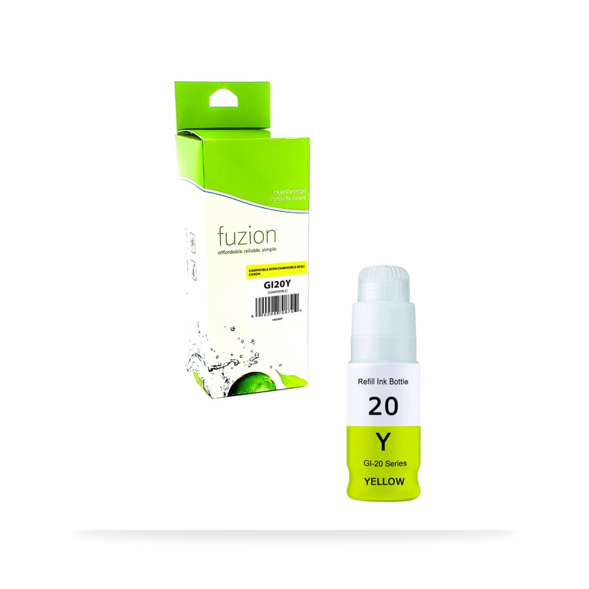 Encre fuzion GI-20Y jaune compatible Canon PIXMA G5020 G6020 G7020